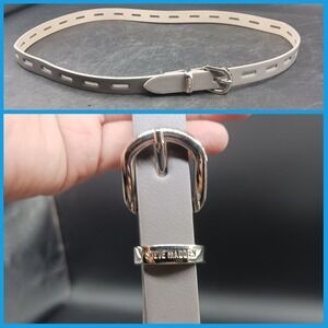 Steve Madden Skinny Belt w Silver Buckle Light Gray Classic Women's 38x.75" NWOT
